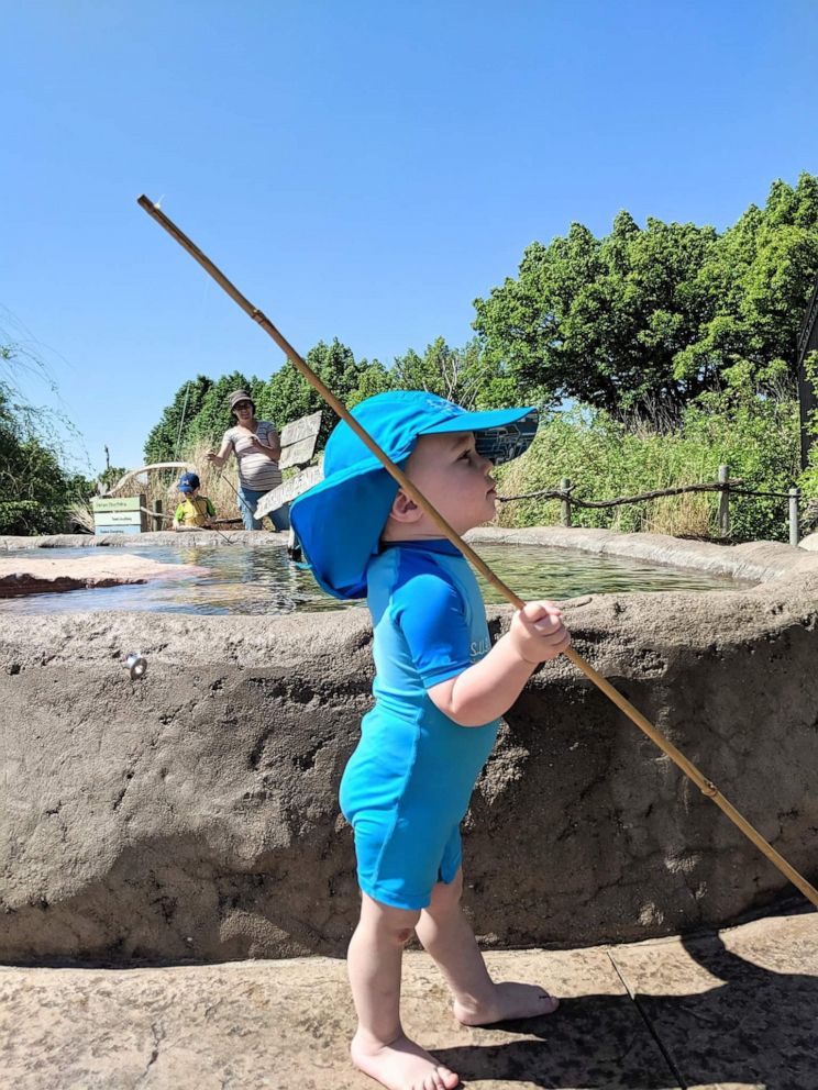 PHOTO: Landon Daniels, 18 months, poses for his mother in June at a children's museum in Brookings, South Dakota.