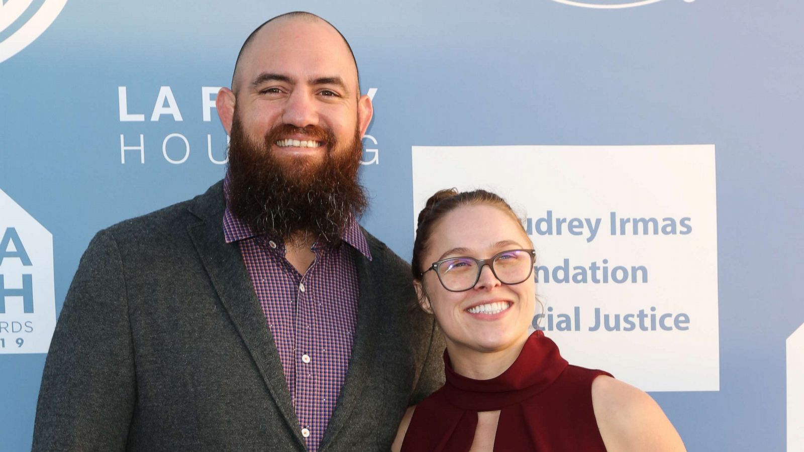 PHOTO: MMA Fighter Travis Browne and WWE Wrestler Ronda Rousey at The Lot on April 25, 2019, in West Hollywood, Calif.