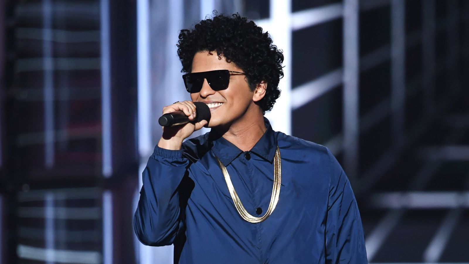 PHOTO: Bruno Mars speaks onstage during the 2018 Billboard Music Awards at MGM Grand Garden Arena, May 20, 2018, in Las Vegas.