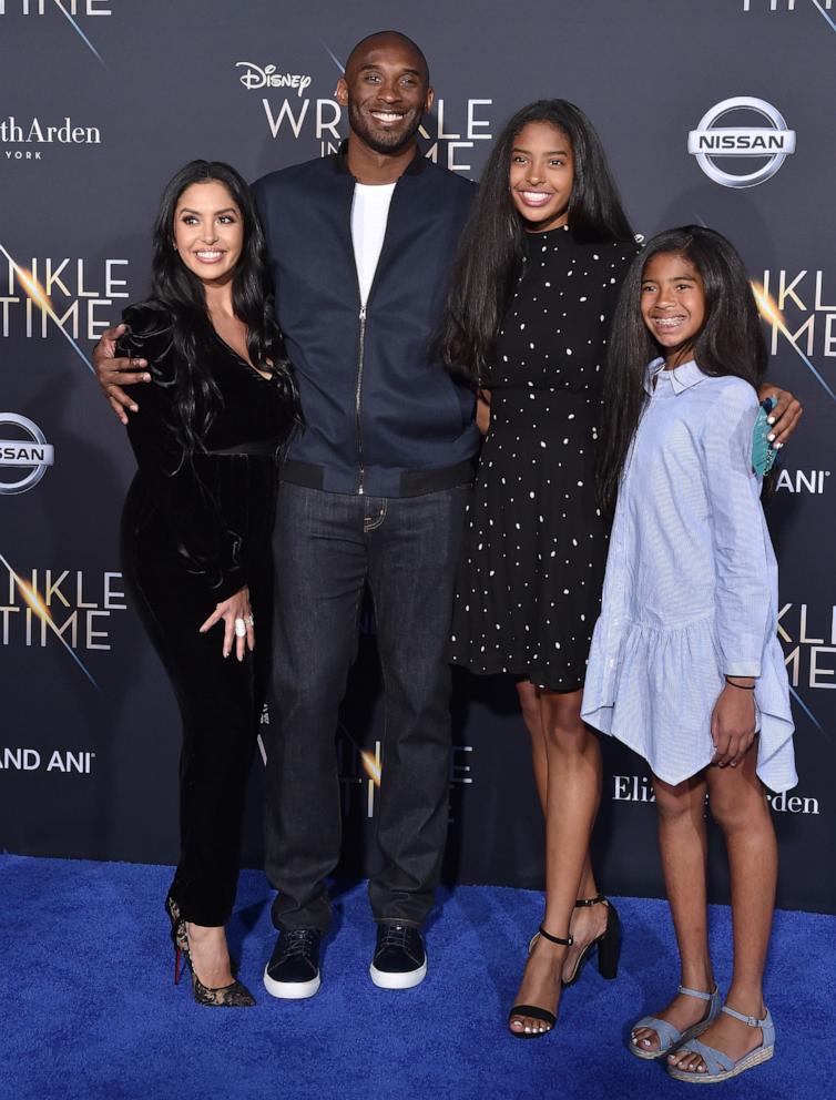 PHOTO: Vanessa Laine Bryant, former NBA player Kobe Bryant, Natalia Diamante Bryant and Gianna Maria-Onore Bryant arrive at the premiere of Disney's 'A Wrinkle In Time' at El Capitan Theatre on February 26, 2018 in Los Angeles.