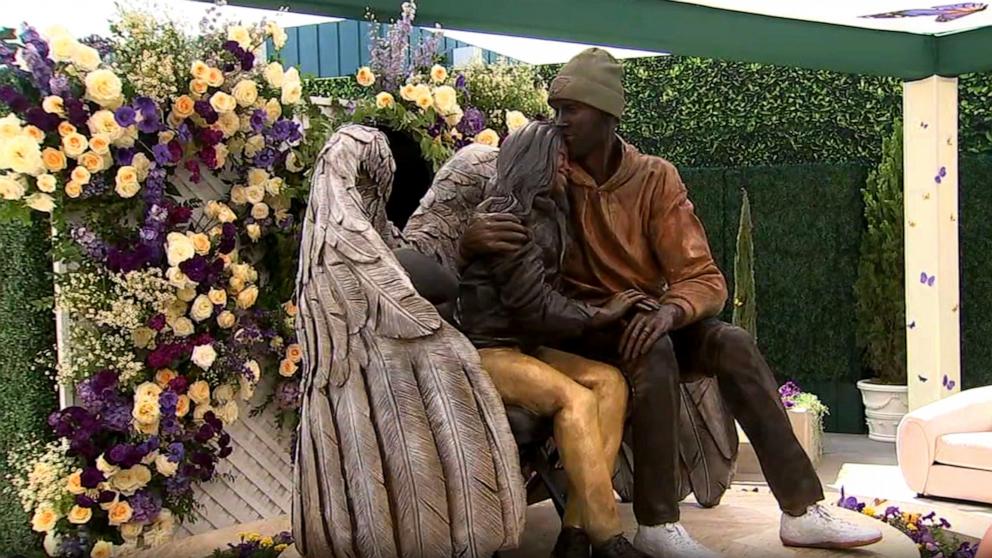 PHOTO: The new statue of Kobe Bryant and Gianna Bryant appears in this screengrab from a video at the statue's unveiling on Friday, Aug. 2, 2024, in Los Angeles, CA.