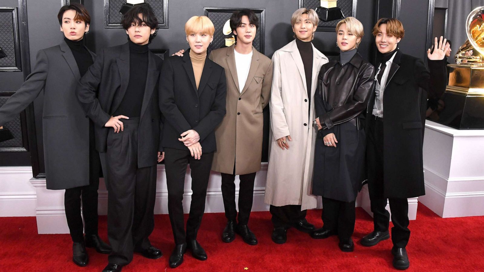 PHOTO: BTS arrives at the 62nd Annual GRAMMY Awards on Jan. 26, 2020 in Los Angeles.