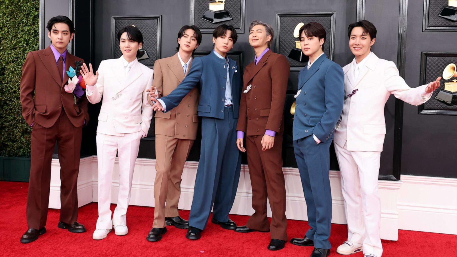 PHOTO: BTS attends the 64th GRAMMY Awards at MGM Grand Garden Arena, April 3, 2022, in Las Vegas.