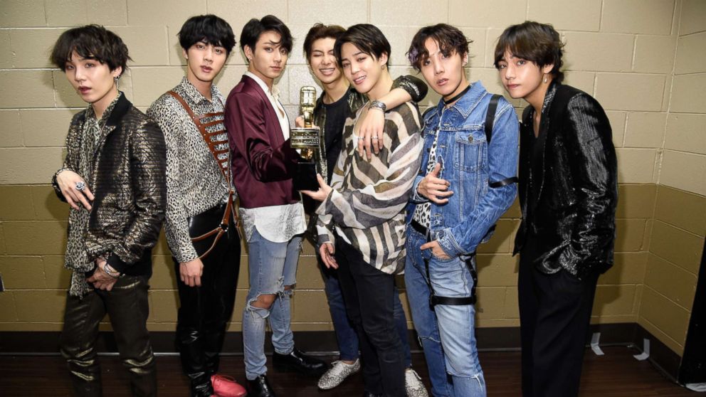 PHOTO: Musical group BTS, winners of the Top Social Artist award, attend the 2018 Billboard Music Awards at MGM Grand Garden Arena on May 20, 2018 in Las Vegas.