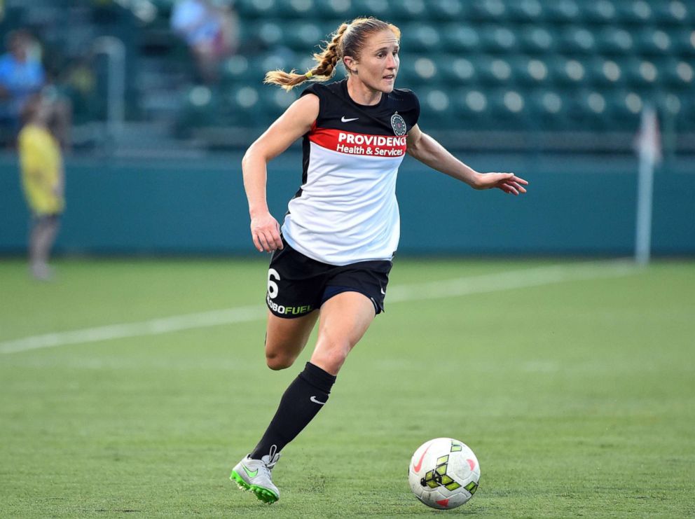 PHOTO: Rachel Buehler Van Hollebeke of Portland Thorns FC controls the ball against the Western New York Flash during a game, July 29, 2015 in Rochester, New York.
