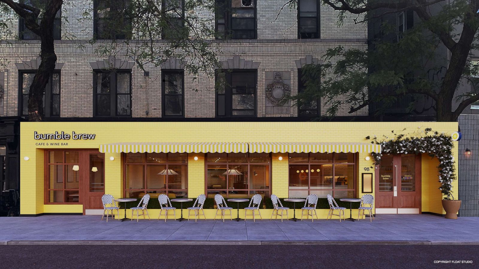 PHOTO: Bumble is opening its' first-ever cafe and wine bar in New York City on July 24, 2021.