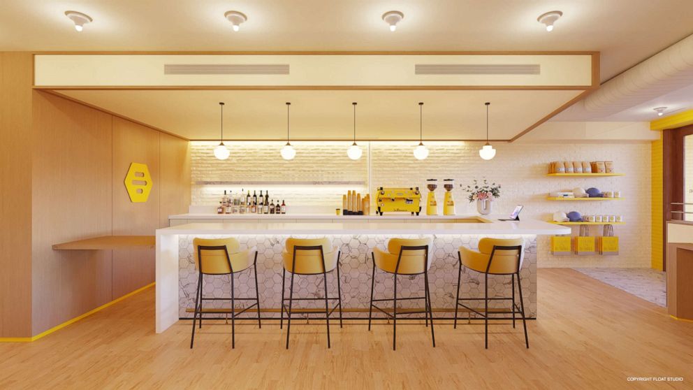 PHOTO: Bumble is opening its' first-ever cafe and wine bar in New York City on July 24, 2021.