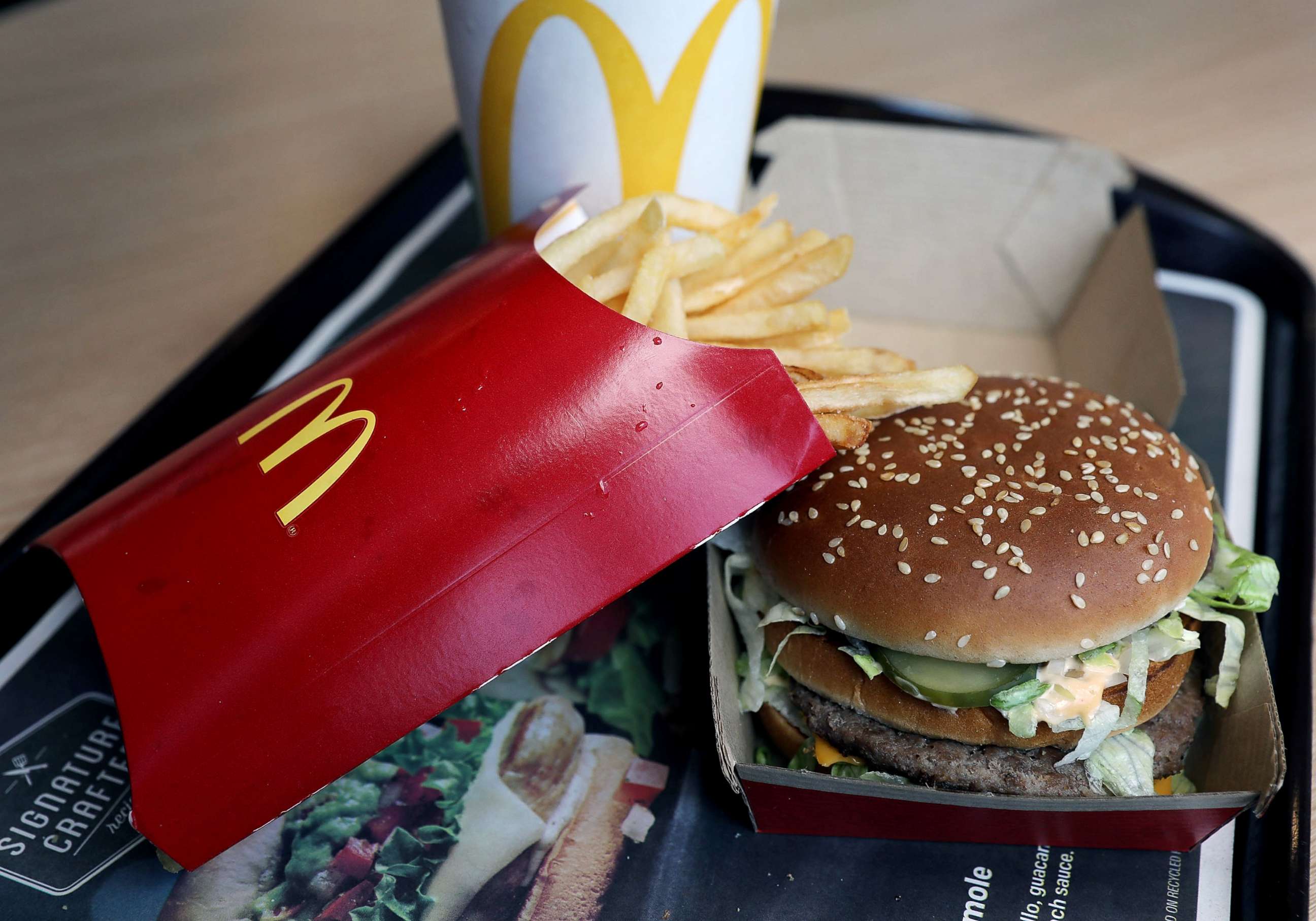 PHOTO: A McDonald's Big Mac and french fries are seen on a tray on April 30, 2018 in Miami, Fla.