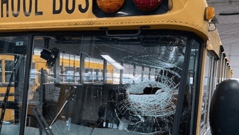 PHOTO: A piece of metal tore through the windshield of a bus and struck Washington state bus driver Stewart O’Leary on Feb. 7, 2025.