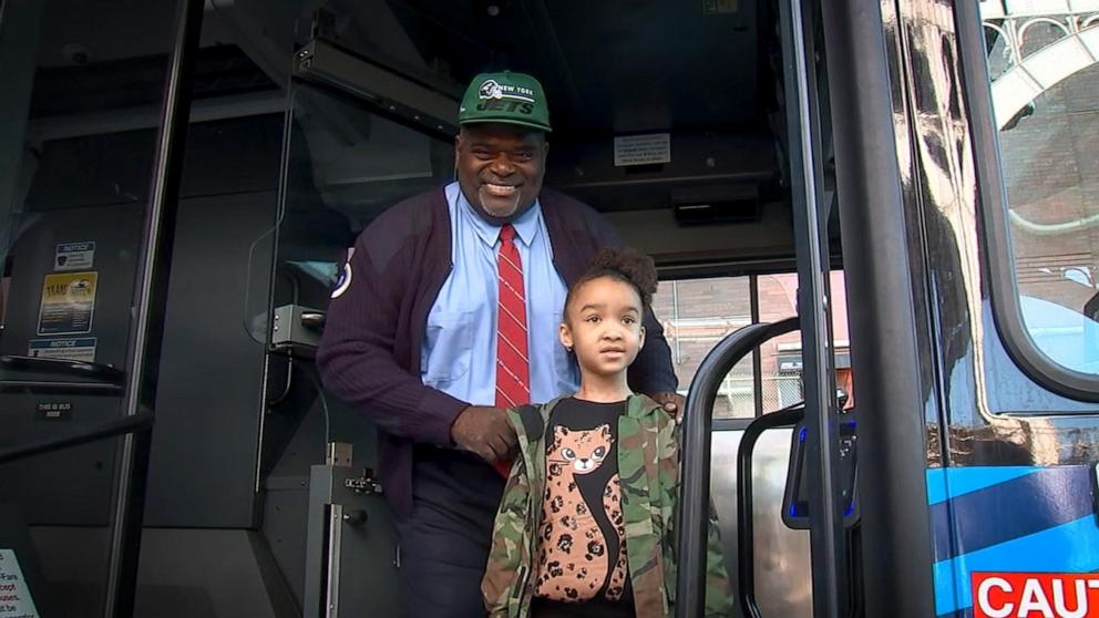 PHOTO: New York City bus driver Luis Jimenez reunited with 5-year-old Addy, whom he spotted wandering alone on the street in Harlem in September.