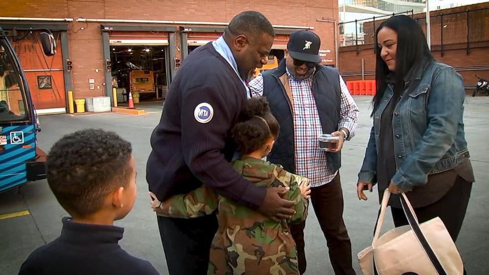 PHOTO: New York City bus driver Luis Jimenez reunited with 5-year-old Addy, whom he spotted wandering alone on the street in Harlem in September.