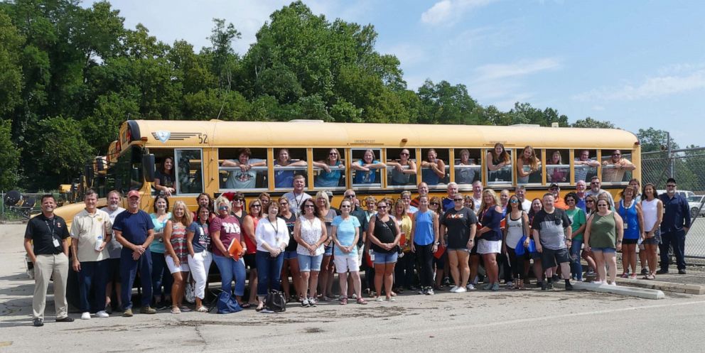 PHOTO: With Loveland City Schools in Ohio closed for the year, its transportation department came up with a unique way to say goodbye to its graduating seniors.