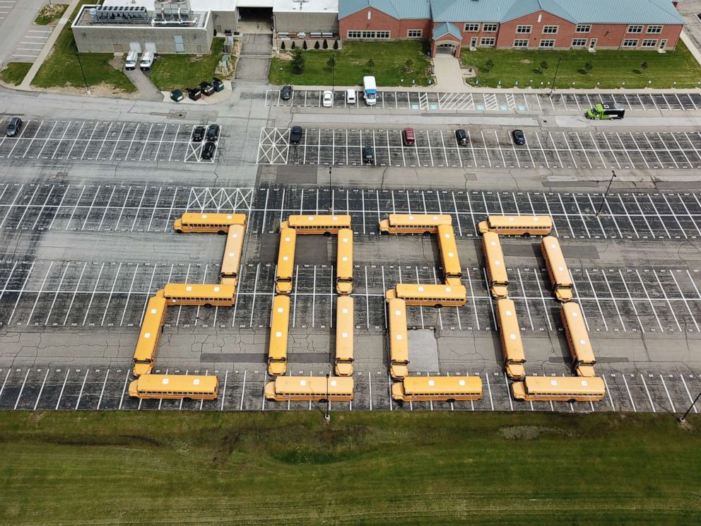 PHOTO: With Loveland City Schools in Ohio closed for the year, its transportation department came up with a unique way to say goodbye to its students.