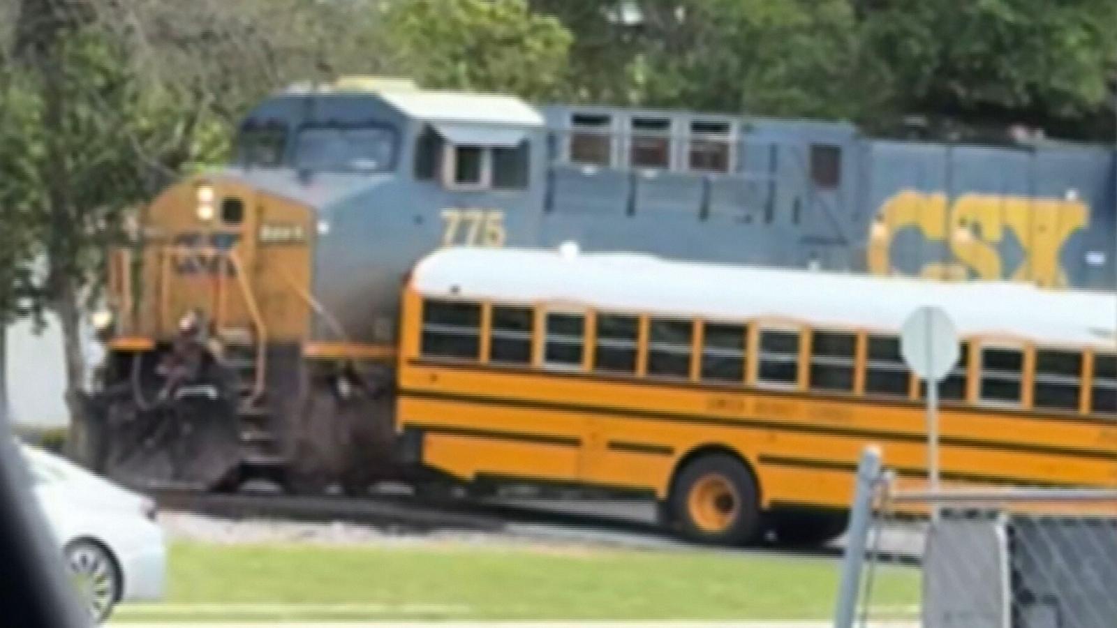 PHOTO: Video shows a train clipping a school bus in Sumter County, Florida.