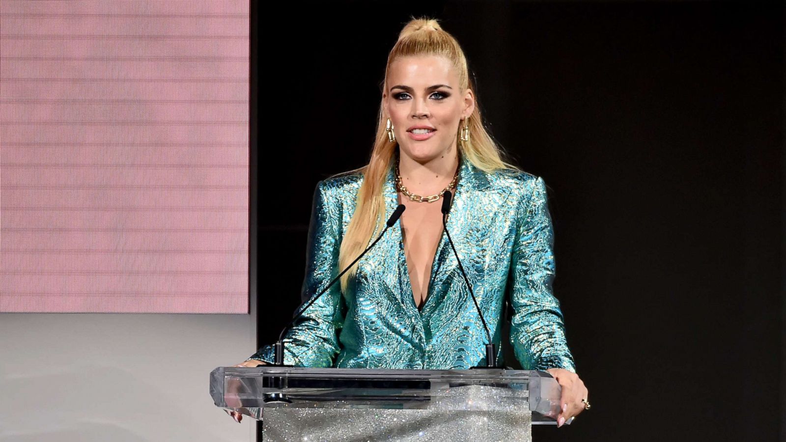 PHOTO: Busy Phillips speaks onstage during the 2018 CFDA Fashion Awards, June 4, 2018, in New York.