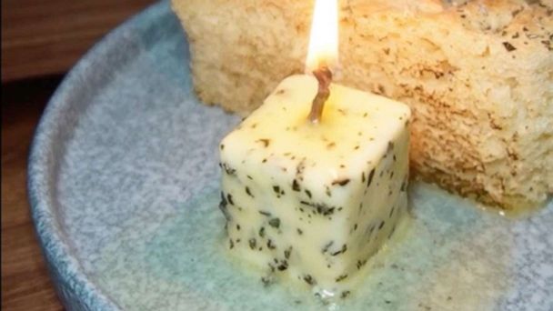 Butter candle, made with actual butter that was molded into a