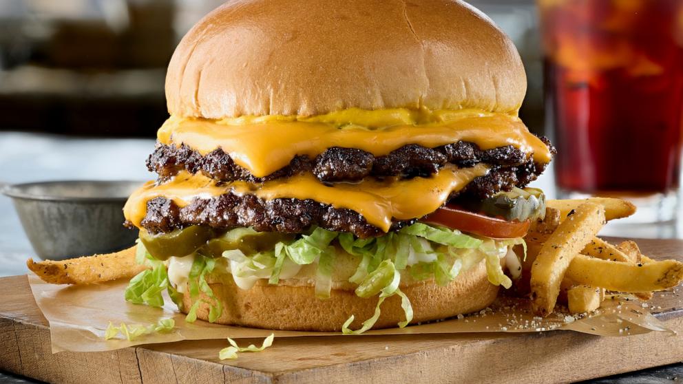 PHOTO: In this undated photo, a cheeseburger from Buffalo Wild Wing is shown on a table. 