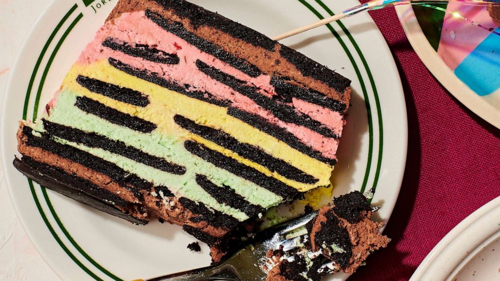 PHOTO: Natasha Feldman's Italian rainbow cookie-inspired ice box cake.