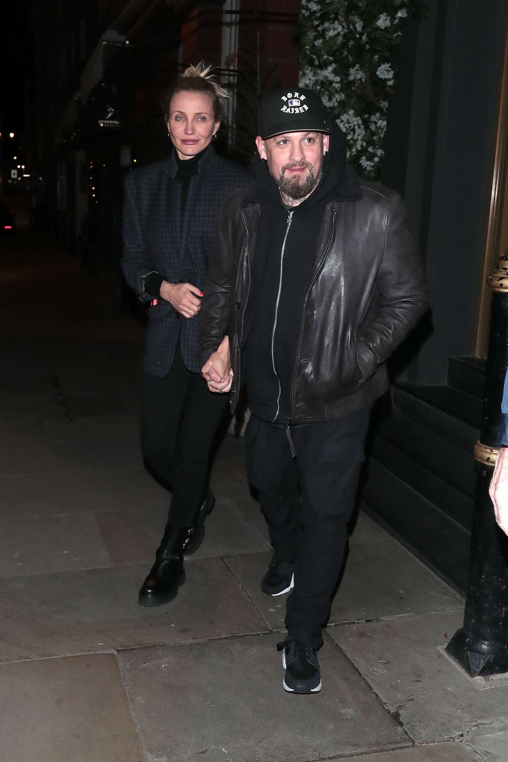 PHOTO: Cameron Diaz and Benji Madden are seen on a night out at Sparrow Italia - Mayfair restaurant, Dec. 2, 2022, in London.