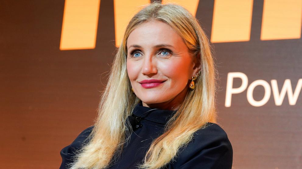 PHOTO: Cameron Diaz discussing her career evolutions and the launch of Avaline, a transparently produced organic wine brand at Fortune's Most Powerful Women Summit 2024, Oct 14, 2024, in Laguna Niguel, Calif.