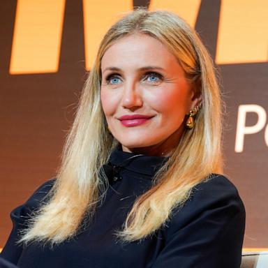 PHOTO: Cameron Diaz discussing her career evolutions and the launch of Avaline, a transparently produced organic wine brand at Fortune's Most Powerful Women Summit 2024, Oct 14, 2024, in Laguna Niguel, Calif.