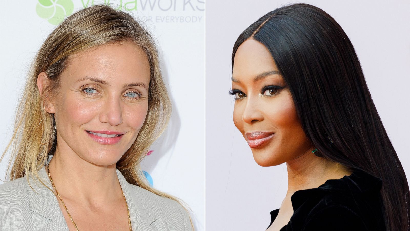 PHOTO: In this June 10, 2016, file photo, Cameron Diaz arrives at an event in Woodland Hills, Calif. | Naomi Campbell attends an event at Royal Albert Hall in London, March 13, 2022.