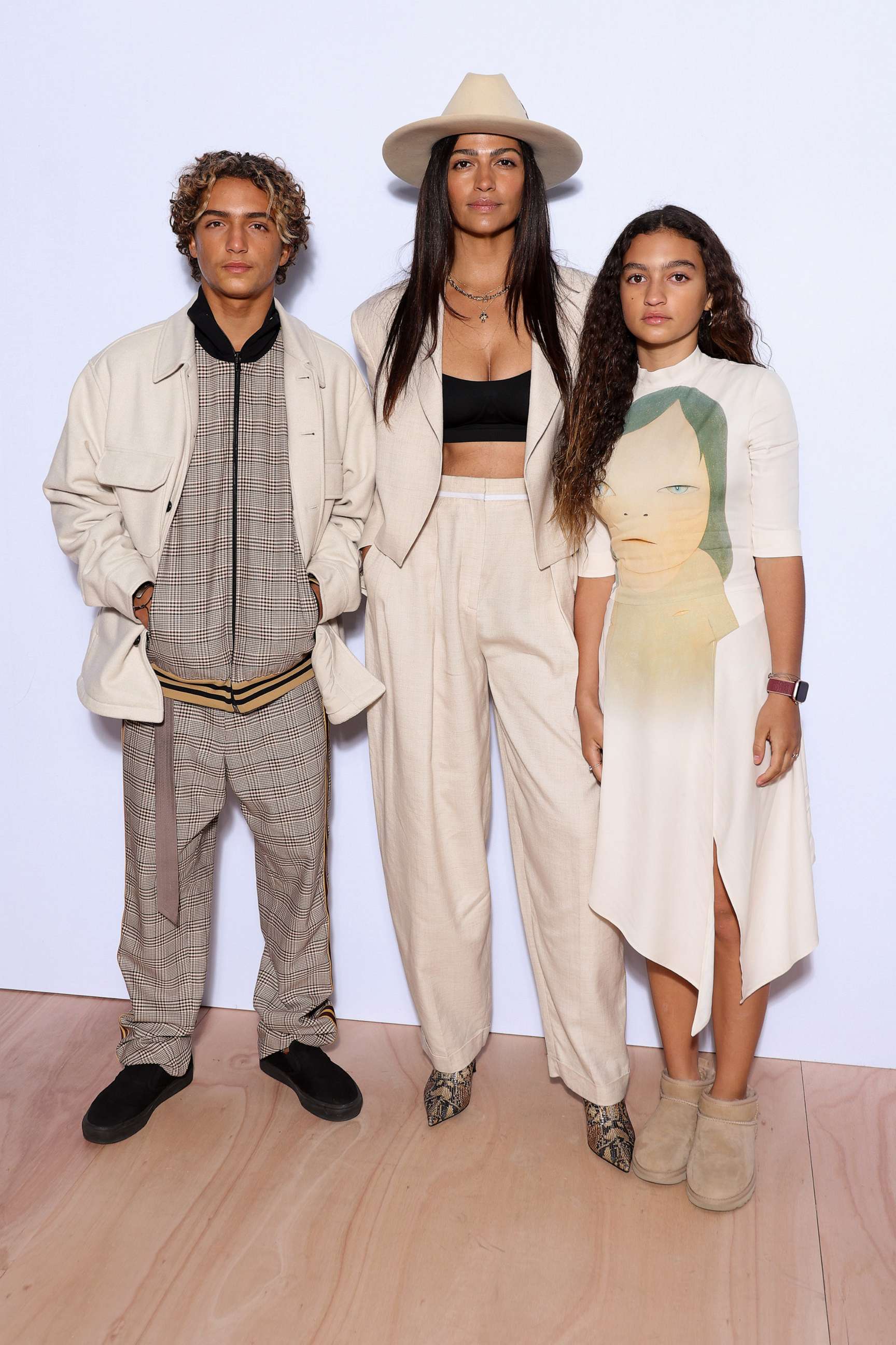 PHOTO: Camila Alves McConaughey with son Levi Alves McConaughey and daughter Vida Alves McConaughey attend the Stella McCartney Womenswear Fall Winter 2023-2024 show as part of Paris Fashion Week, March 06, 2023 in Paris.