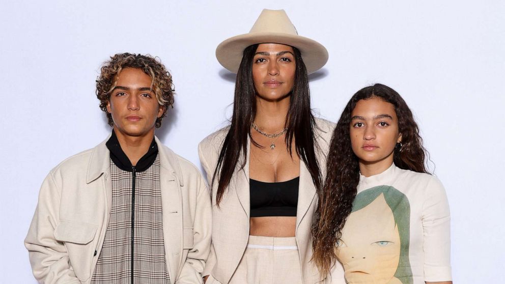 PHOTO: Camila Alves McConaughey with son Levi Alves McConaughey and daughter Vida Alves McConaughey attend the Stella McCartney Womenswear Fall Winter 2023-2024 show as part of Paris Fashion Week, March 06, 2023 in Paris.