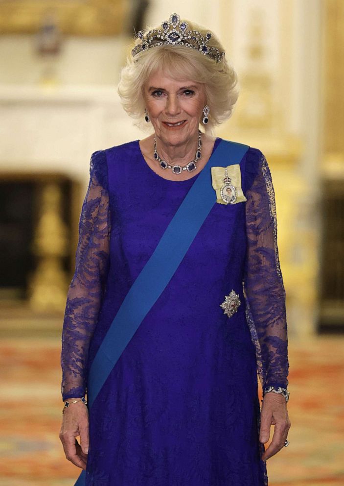 PHOTO: Camilla, Queen Consort, attends the State Banquet at Buckingham Palace, Nov. 22, 2022, in London.