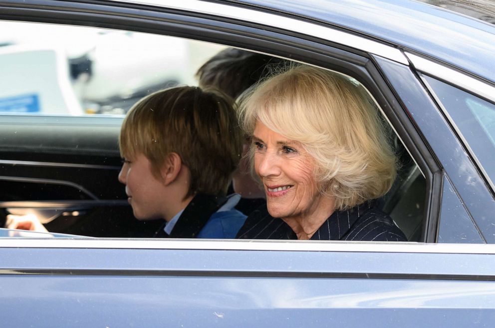 PHOTO: Queen Camilla leaves Westminster Abbey on May 3, 2023, in London, following a rehearsal ahead of the coronation.