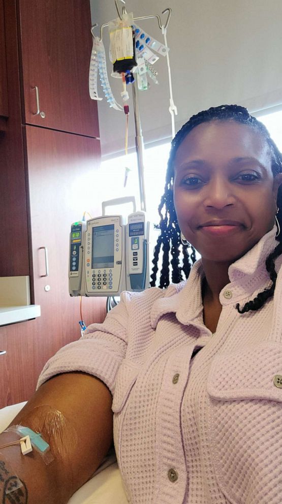 PHOTO: Candace Henley at Northwestern infusion Center in 2023.