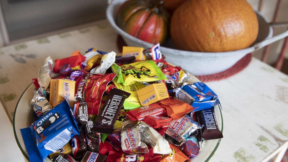 PHOTO: Halloween candy is displayed for a photograph in Tiskilwa, Ill., Sept. 20, 2020.