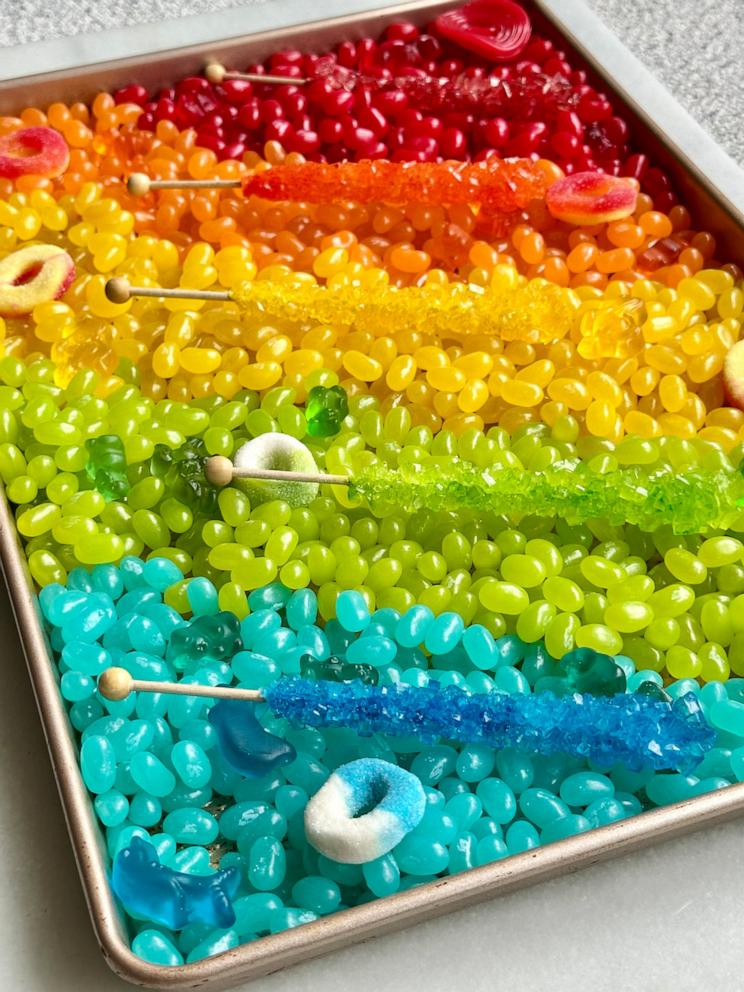 PHOTO: An assorted rainbow candy tray.