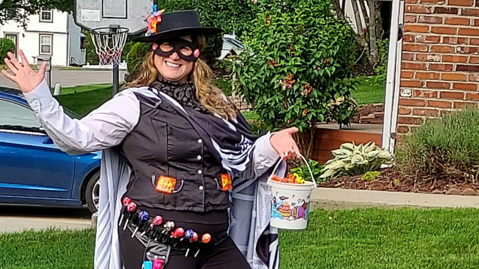 PHOTO: Erin Mulder started dressing up last year at the suggestion of her son's bus driver, Rose George. Here, she's dressed as a candy bandit.