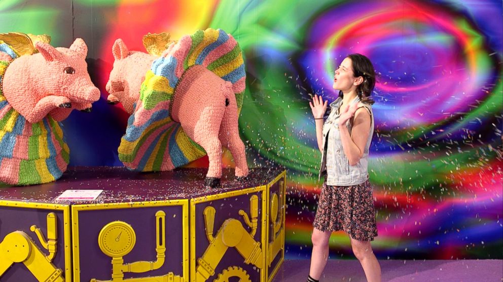 PHOTO: In Candytopia, pigs in tutus fart colorful confetti.