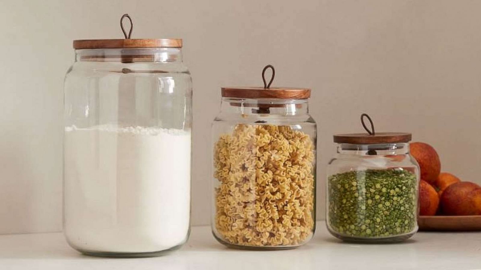 PHOTO: West Elm Glass Kitchen Canisters w/ Wood Tops