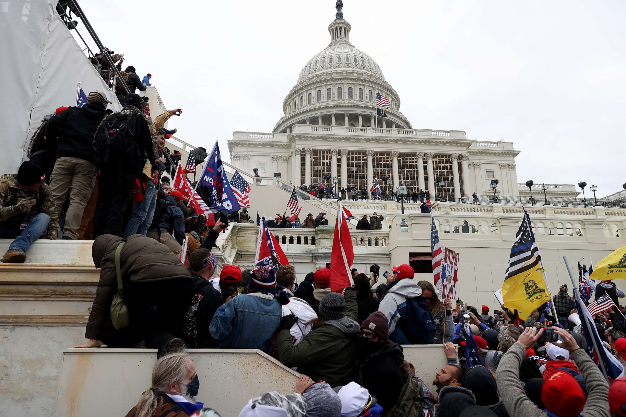 PHOTO: Protesters gather outside the U.S. Capitol Building on Jan. 06, 2021, in Washington, D.C.