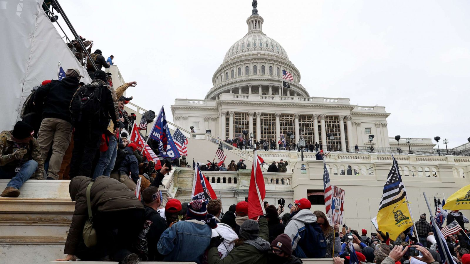 PHOTO: Protesters gather outside the U.S. Capitol Building on Jan. 06, 2021, in Washington, D.C.