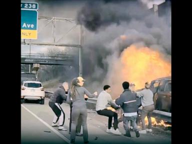 Good Samaritans band together to save 71-year-old in fiery highway crash