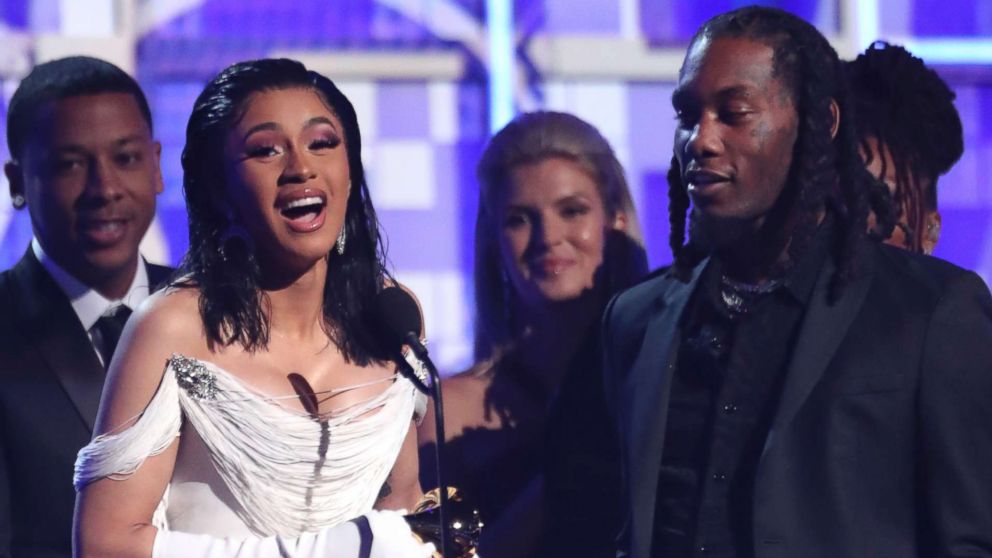 PHOTO: Cardi B accepts the award for best rap album for "Invasion of Privacy" at the 61st annual Grammy Awards, Feb. 10, 2019, in Los Angeles.