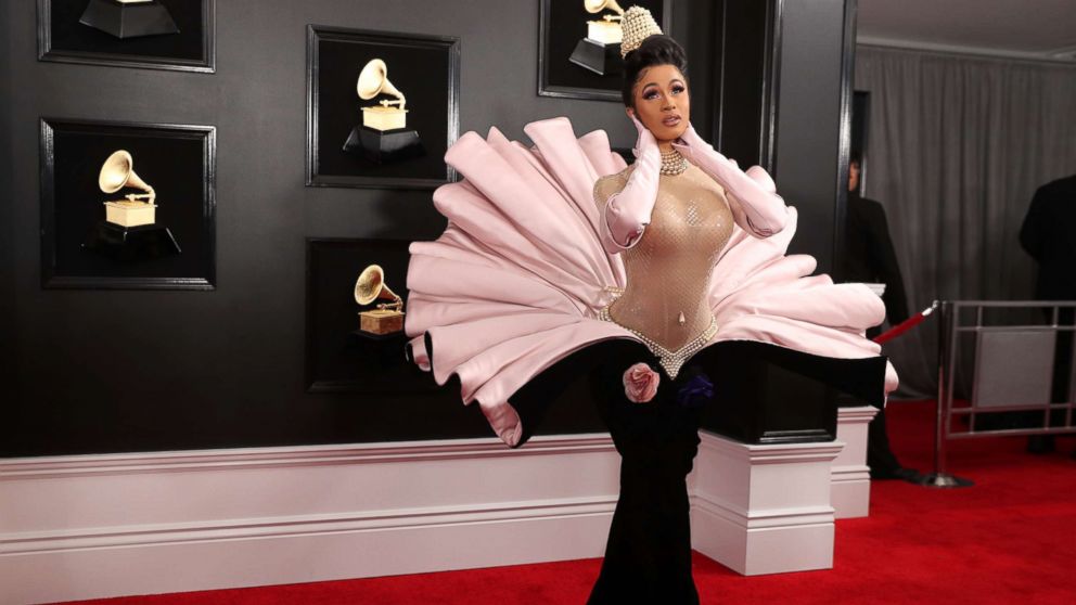 Cardi B arrves at the 61st Grammy Awards in Los Angeles, Feb.10, 2019.