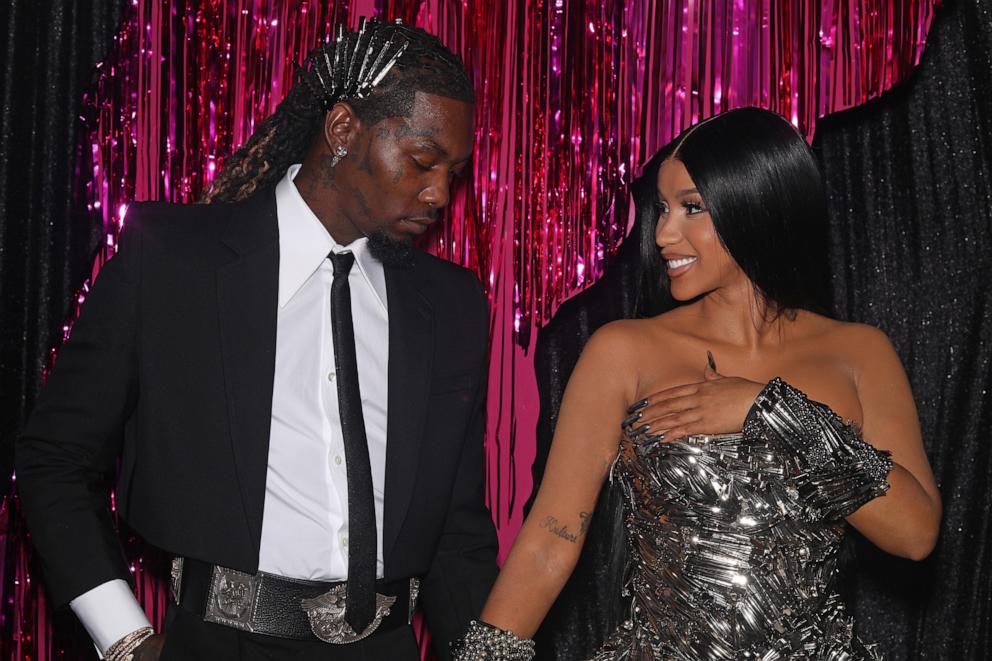 PHOTO: In this Sept. 12, 2023 file photo, Offset, left, and Cardi B attend the 2023 MTV Video Music Awards at Prudential Center in Newark, N.J.