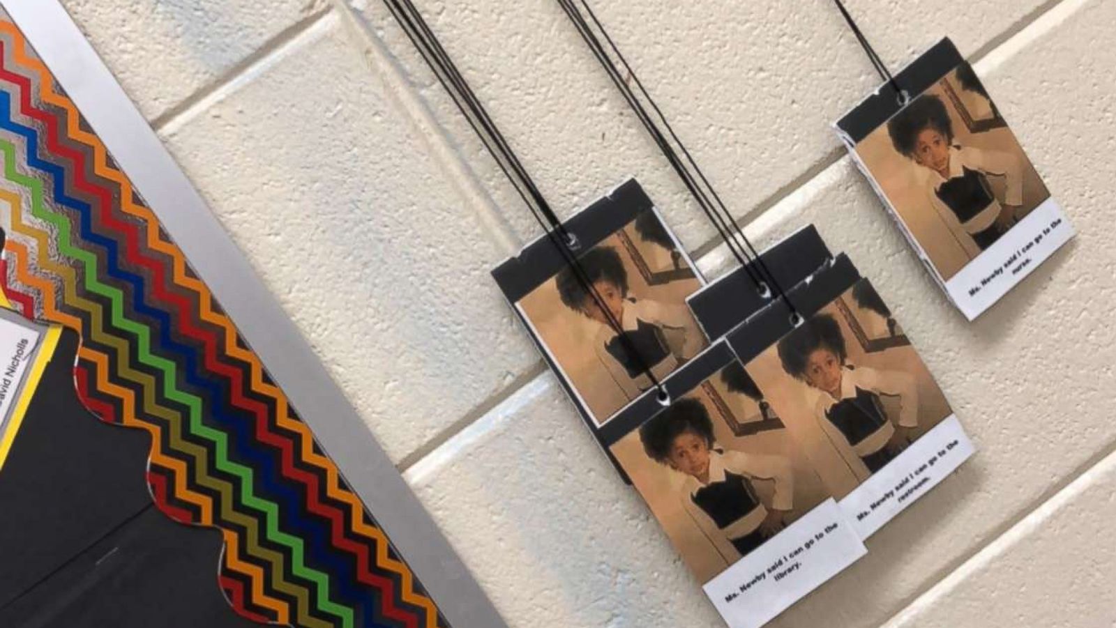 PHOTO: Teacher Rebecca Newby created a hall pass showing a photo of Cardi B as a child to make her students laugh.