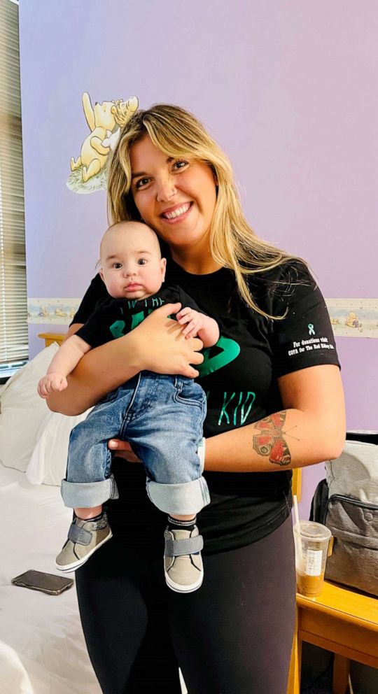 PHOTO: Carly Miller, a NICU nurse at Texas Children's Hospital, holds baby Conrad.