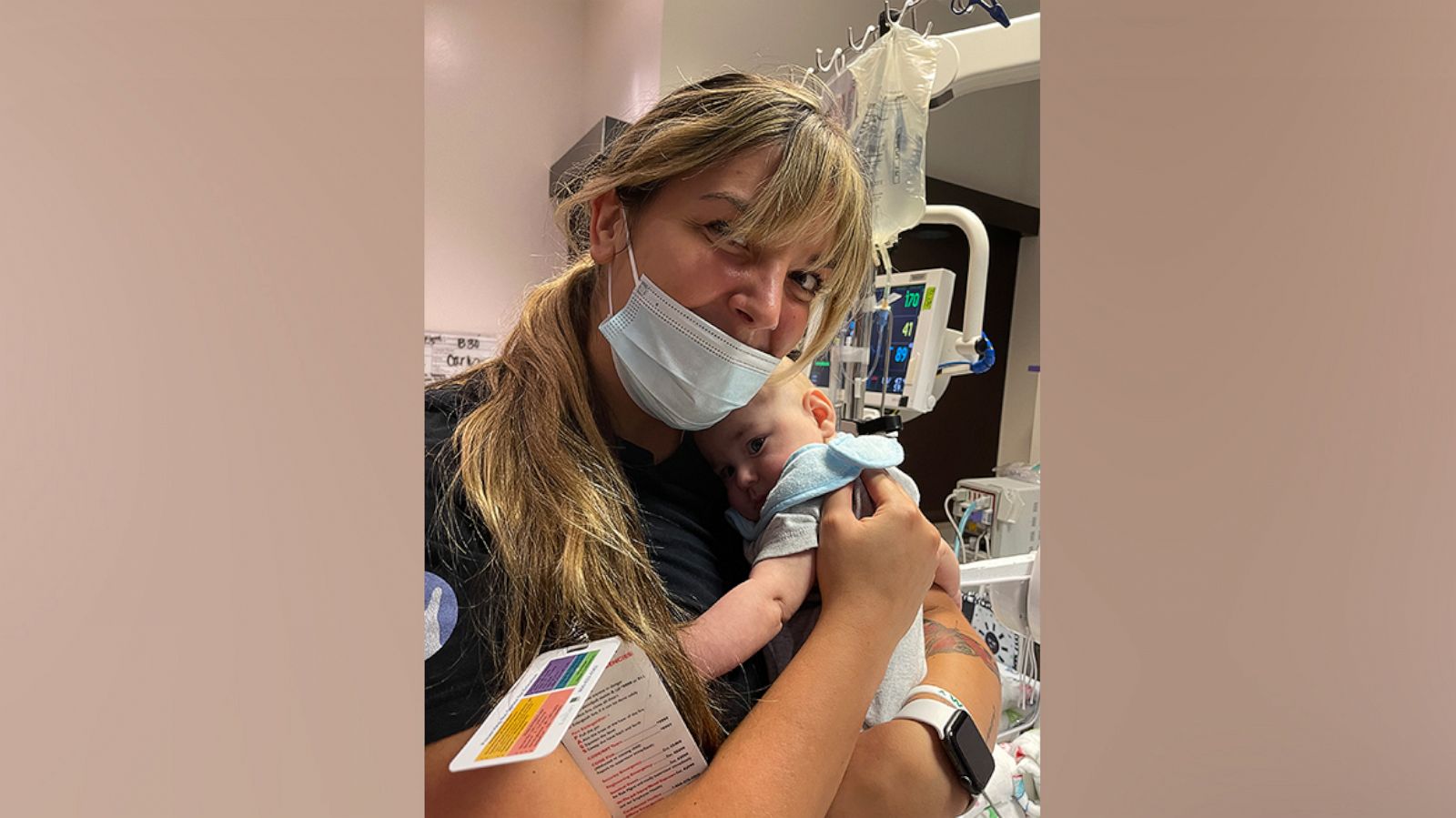 PHOTO: Carly Miller, a NICU nurse at Texas Children's Hospital, holds baby Conrad.