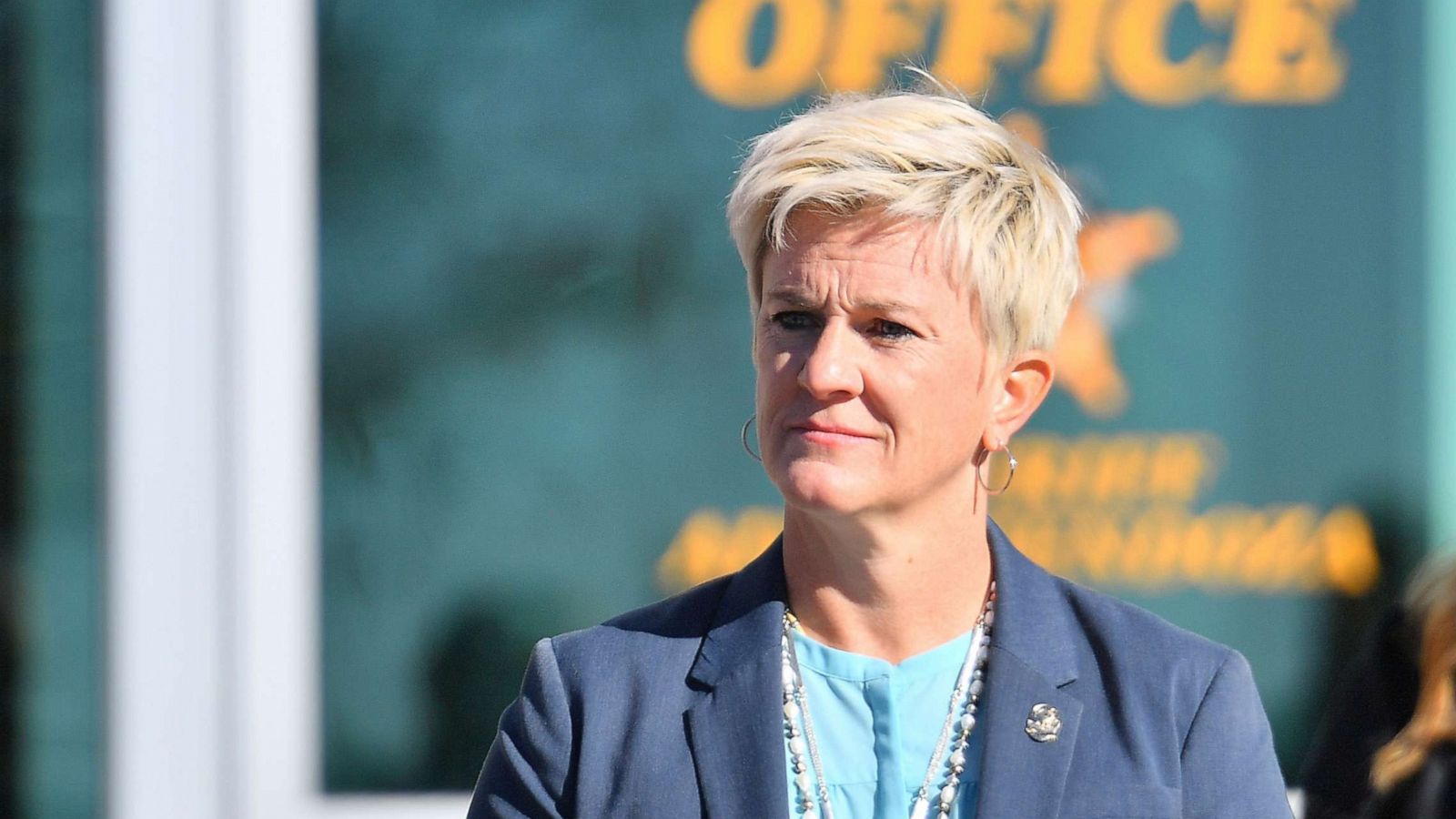 PHOTO: First Judicial District Attorney Mary Carmack-Altwies during a press conference at the Santa Fe County Public Safety Building on Oct. 27, 2021 in Santa Fe, New Mexico.