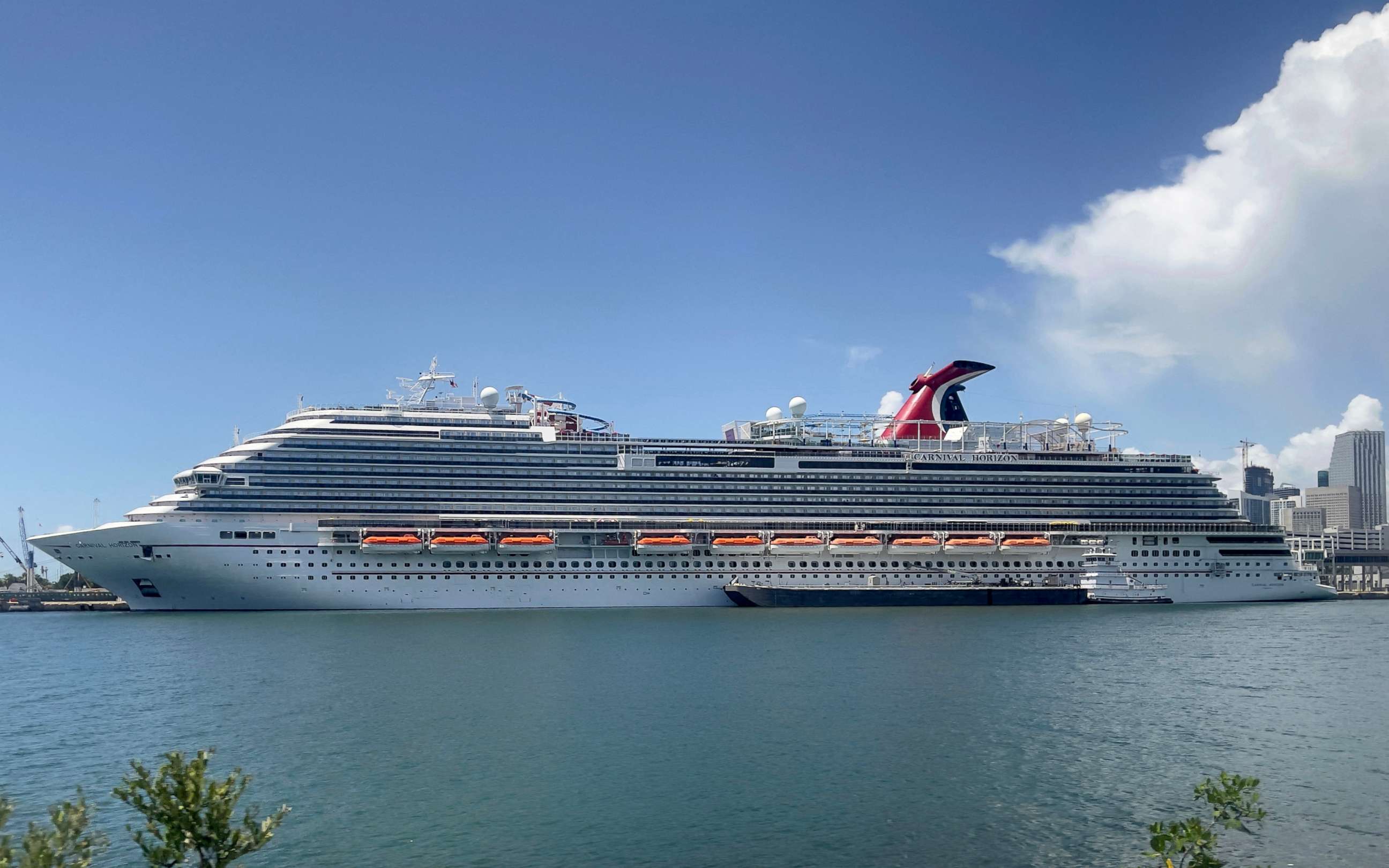 PHOTO: The Carnival Horizon cruise ship is seen moored in the Port of Miami, Aug. 1, 2021.