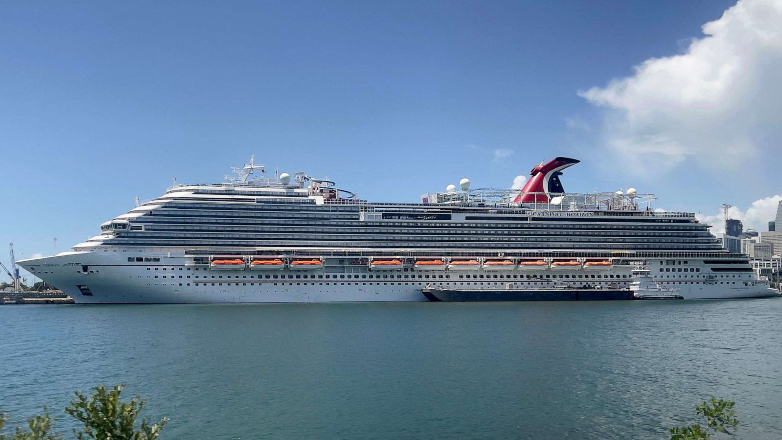 PHOTO: The Carnival Horizon cruise ship is seen moored in the Port of Miami, Aug. 1, 2021.