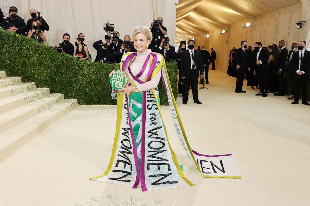 PHOTO: Carolyn Maloney attends The 2021 Met Gala Celebrating In America: A Lexicon Of Fashion at Metropolitan Museum of Art, Sept. 13, 2021, in New York.