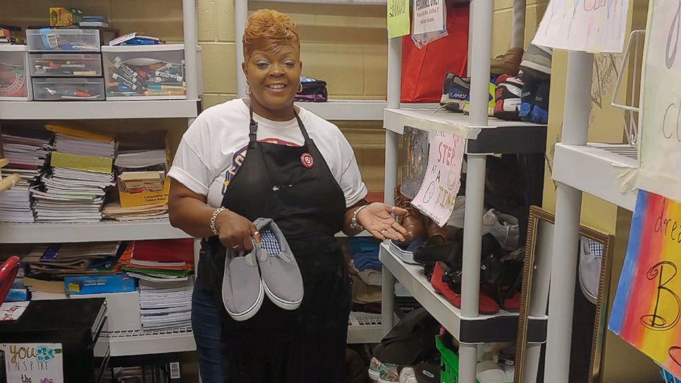 PHOTO: Carolyn Collins created her "giving closet" five years ago after meeting two students who were homeless at Tucker High School in Tucker, Ga.